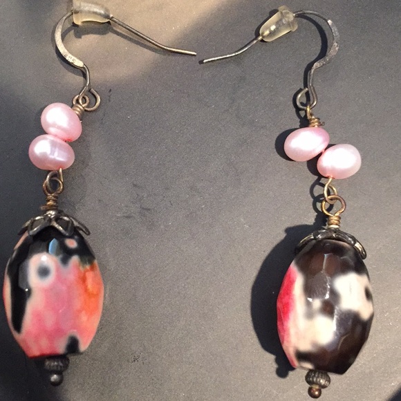 handmade custom stone earrings - Picture 2 of 3